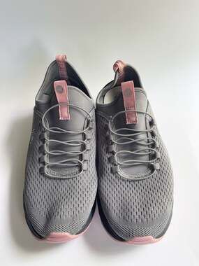 RBX Gray and Pink Slip-On Elastic Laces Walking Sneakers Shoes Women's